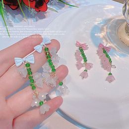 2022 Dangle & Chandelier Flower Crystal Tassel Earrings Small Fresh Super Fairy Earrings Temperament Long Earrings
