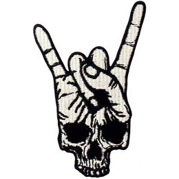 Sewing Notions Rock and Roll Skull Finger Hand Embroidery Patches For Clothing Shirts Jackets Iron On Patch