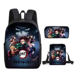 3pcs School Bags with Shoulder Bag and Pencil Case for Students Fashion Cartoon Printing Large Capacity
