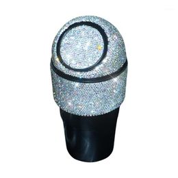 Car Organizer Bling Trash Can Multipurpose Rhinestone Mini Bin With Lid Automotive Container For Home Office Kitchen Bedroom