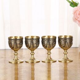 Tumblers Classical Metal Wine Cup Handmade Small Goblet Household Copper Wine Glass Carving Pattern 20220607 D3