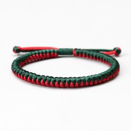 Charm Bracelets Elegant Red Green Rope Bracelet & Bangle For Men Tibetan Buddhist Women Wristband Jewelry Lovers' Gift FriendshipCha