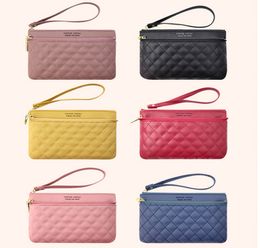 DHL50pcs Coin Purses Women PU Plain Weave Embroidery Double Zipper Long Wallets Mix Colour