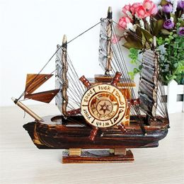 Decorative Objects & Figurines Classics Wooden Ship Model Sailboat Music Box Wish You Good Luck Kids Room Decoration Christmas Gifts Toy Kit