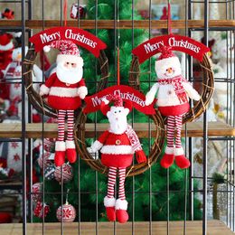 rings outlet UK - Factory Outlet Christmas decorations 30cm Wreath rattan ring Santa Claus Snowman supplies door window Pendant