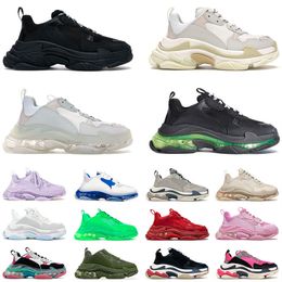 nike Balenciaga Triple S Retro Ayakkabı Platform Spor Ayakkabıları Kristal Şeffaf Taban 17FW Klasik Siyah Beyaz Moda Vintage Lüks Marka Düz Eğitmenler Eski Baba Botları Açık