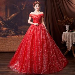 Other Wedding Dresses Star Pattern Off The Shoulder Floor Length Gowns Two Colours Simple Bride Dress Plus Size Suknie SlubneOther