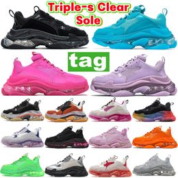 -Fashion Triple-s Clear Sole Casual Shoes Black Pink Neon Green Gym Red Blue White red men Sneakers Turquoise Beige Grey Light Tan Metallic Silver mens women Trainers