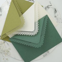 Gift Wrap 10pcs/Set Vintage Hollow Lace Pure Colour Triangle Envelopes For Diy Card Storage Wedding Invitation Party Supplies AdvancedGift