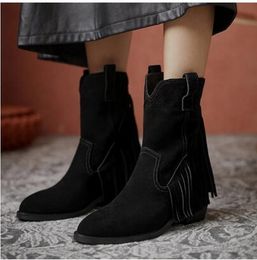 Descuento Botas De Cuña De Flecos De Gamuza 2022 en venta en DHgate.com