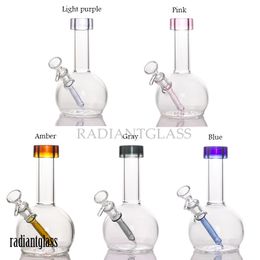 Hookahs 7.4'' Round base bong colored mouth and colored downstem small water pipe
