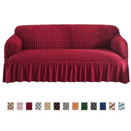 high quality Seersucker sofa cover for living room skirt anti dust Unique soft slip couch 220615
