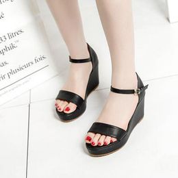 Sandals Women's Summer Wedges Heel Thick Bottom Platform White Black Comfortable ShoesSandals