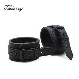 Thierry sexyy Adjustable PU Leather Handcuff Ankle Cuff Restraints Bondage Toy Exotic Accessories