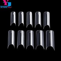 500 Pcs bag Clear C Shape Nail Tips Plastic s Curved Faux Ongle French Manucure Medium s Art Dual Form System Kits 220716