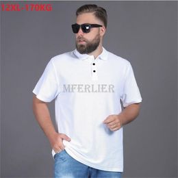 high quality summer men polo shirt short sleeve large size 10XL 11XL 12XL letter Ice silk tees turn down collar loose tops 54 70 220402