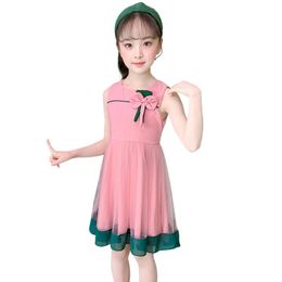 Girl's Dresses Girl Summer Big Bow Party Dress Patchwork Kids Casual Children's Costumes For Girls 6 8 10 12 14Girl's