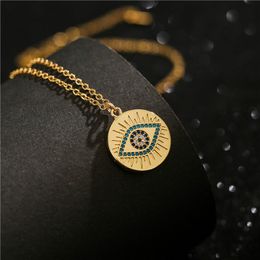 Real Gold Plated Evil Eye Pendant Necklace
