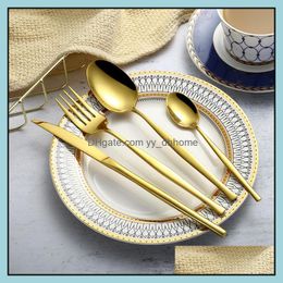 Flatware Sets Kitchen Dining Bar Home Garden Ins Chic Tableware Set Sierware Stainless Steel Cutlery 304 Spoon Knife And Fork Drop Delive
