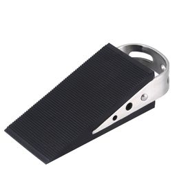 Door Stopper Wedge Non-slip Rubber Stainless Steel Safety Windproof House Bedroom Office Doors Non-Scratching Free Installation 201013