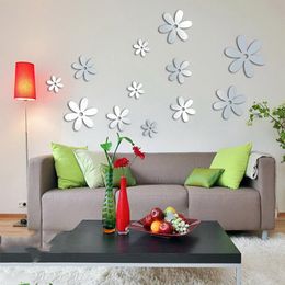 Mirrors 2022Diy Acrylic Mirror Stickers For Room Decoration Flower Wall Decals Sticker Living Bedroom Decor Home StickerMirrors
