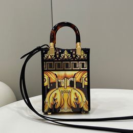 golden cell phones Australia - Mini Cell Phone Pocket Wallet Shoulder Handbag Golden Flower Bags Amber Double Handle Sunshine Tote Mobile Phone Bag Can Hold All Small Items
