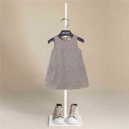 Girls Dress Spring Summer Fall European and American Style Plaid Vest Dress Toddler Baby Girls Clothing 2-8Yrs Girls Clothes G220506