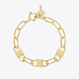 Link Chain Goth Lock Key Bracelets For Women Gold Colour Stainless Steel Bracelet 2022 Fashion Jewellery Bijoux Femme B202218Link