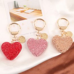 Creative Full Rhinestone Heart Key Chains Couple Heart Car Keychain Women Handbag Pendant Keyring Gift Jewellery