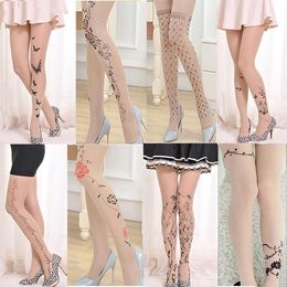camouflage stockings Canada - Socks & Hosiery Camouflage Tattoo Velvet Printing Silk Stockings Women Tights 20D Sexy Girls Gift Transparent Pattern Thin Novelty Pantyhose
