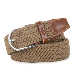 Belts High Quality Fashionable Elastic Canvas For Women Knitted Buckle Adjustable Belt Male Waistband Jeans 2022