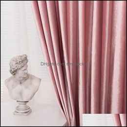 Curtain Drapes Thick Italian Veet Solid Colour Shade Simple Korean Style Curtains For Living Room Bedroom Luxury Fabrics Drop Delivery 2021
