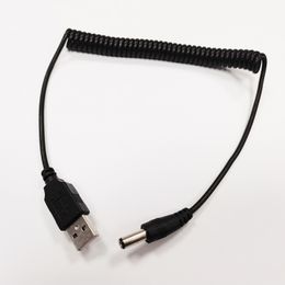 Cables, Straight DC 5.5x2.5MM Male to USB 2.0 A Male Plug Spring Coiled Power Extension Cable/10pcs