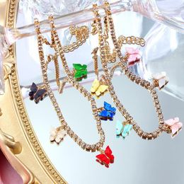 Chokers Bling Rhinestone Chain Choker Necklace For Women Color Butterfly Pendant Necklaces Fashion Wedding Party Jewelry GiftChokers Sidn22