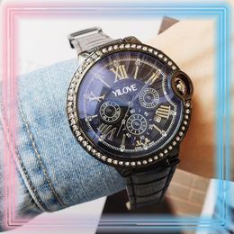 Fashion Trend Men's Luxury Watch Business Style Diamond Jewel Bezel Quartz Clock Leather Outdoor Sports Mode Wristwatch