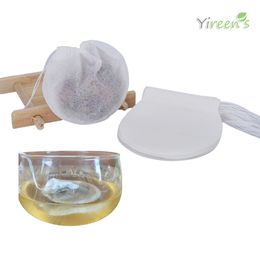 powder strainer Canada - Disposable Tea Tools 75mm Round Shape Drawstring Filter Paper Bags Ground Coffee Powder Packing Pouches Loose Leaf Infusers Strainers