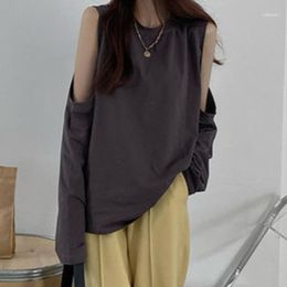Solid T-shirts Women Off Shoulder Spring Korean Style Chic Ulzzang Female Top Trendy Elegant Loose Ins Clothes Women's T-Shirt