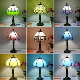 Table Lamps Lamp Tiffany Mediterranean European Nostalgic Stained Glass Nightstand Bedside Study Restaurant Bar Desk Decoration LightTable