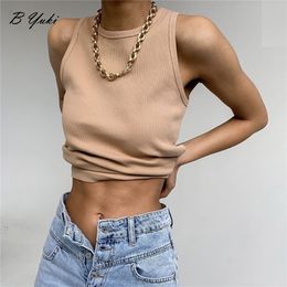 Blessyuki Basic Knit Ribbed Solid Vest Women Summer Skinny Sleeveless Tank Female Casual Cottons Sportwear 220325