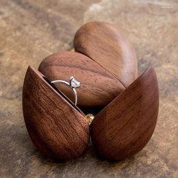 Jewelry Pouches Bags Ring Storage Box Organizer Gift Exquisite Collection Heart-shaped Creative Black Walnut For Wedding Edwi22
