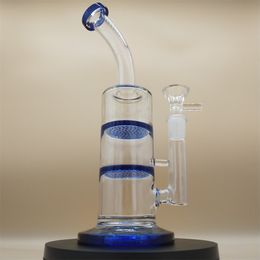 9.3Inches Blue Double layer Tire Filter Hookah Water Pipe Bong Glass Bongs Waterpipe Smoke Pipes Bongs Water Bottles Dab Rig