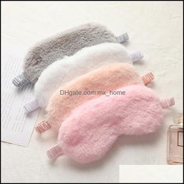 Kids Sunblock Accessories Baby Maternity Slee Faux Rabbit Fur Eye Mask Breathable Skin Friendly Plush Eyes Dhnbx