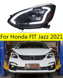 Full LED Headlights For Honda FIT Jazz 20 21 LED Dual Beam Lens Blue DRL Turn Siganl Headlight Daytime Running Lights