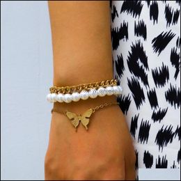 Charm Bracelets Jewelry Link Chain Wristband Rope Bracelet Beads Simple Personality Imitation Pearl Women Sewing Scissors Bransoletka Damsk
