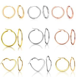 Hoop & Huggie Wholesale Round Heart Shape Small Earrings Pendientes Mujer Women Oorbellen Inoxidable Golden BrincoHoop