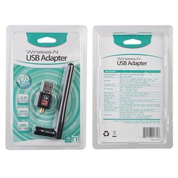 150m Mini USB WiFi Adaptörü MT7601 150Mbps IEEE PC bilgisayar için 2DBI antenli 802.11n/g/b Kablosuz Ağ Kartı