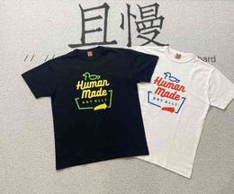 Human Ceiling Made Day Tide Square Duck Cylinder Bamboo Cotton Men and Women Loose Couple Short Sleeve Round Neck T-shirt