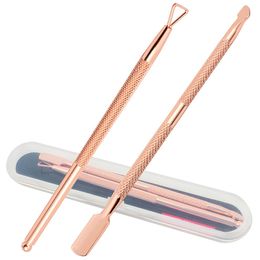 double ended cuticle pusher UK - Cuticle Pusher Cutter Set Stainless Steel Double Ended Cuticle Pusher and Triangle Cuticle Peeler Professional Nail Polish Remover253Y