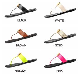 22ss bestseller mens womens fashion T flat slippers leather thong sandals sports pool slides