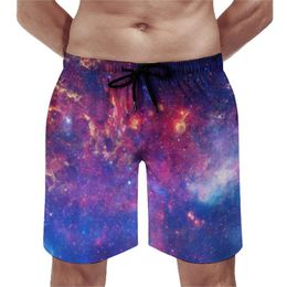 Men's Shorts Colourful Night Sky Board Milky Way Galaxy Cute Beach Men's Printed Plus Size Swim Trunks Birthday GiftMen's